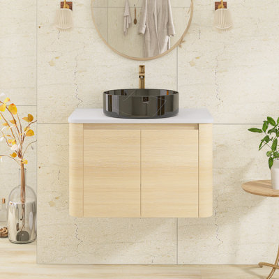 Meuble-lavabo mural simple 29,5 po avec dessus en pierre reconstituée