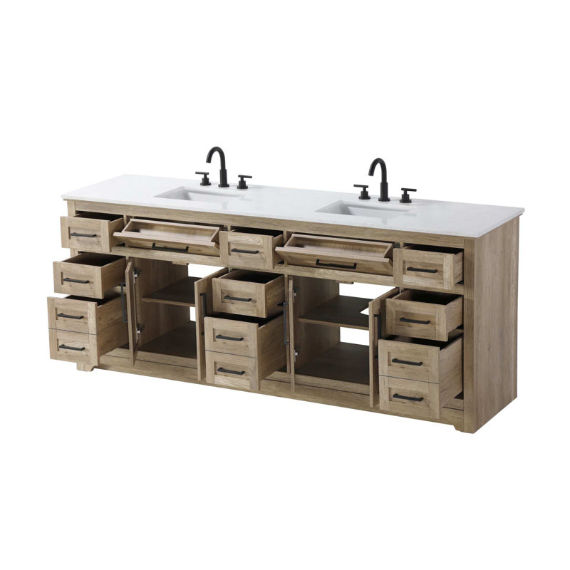 Meuble-lavabo double 84 po en chêne naturel, Chêne naturel