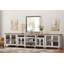 Meuble télé, centre de divertissement à domicile, centre de divertissement avec armoire de rangement, grande console de télévision avec 4 portes en verre, blanc