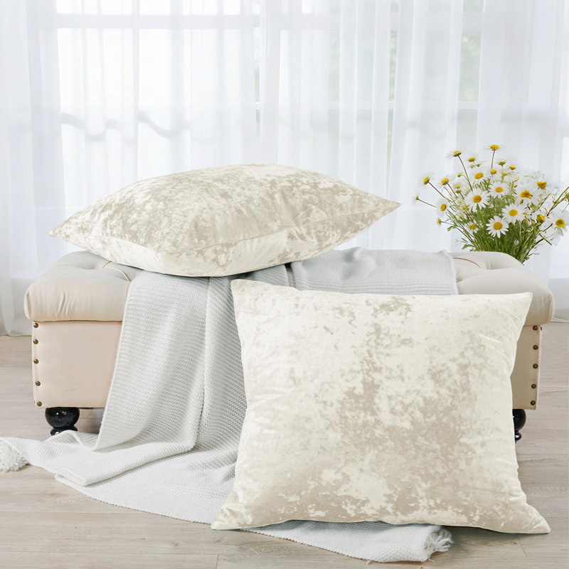 Housse de coussin en velours écrasé Euro, Gardenia