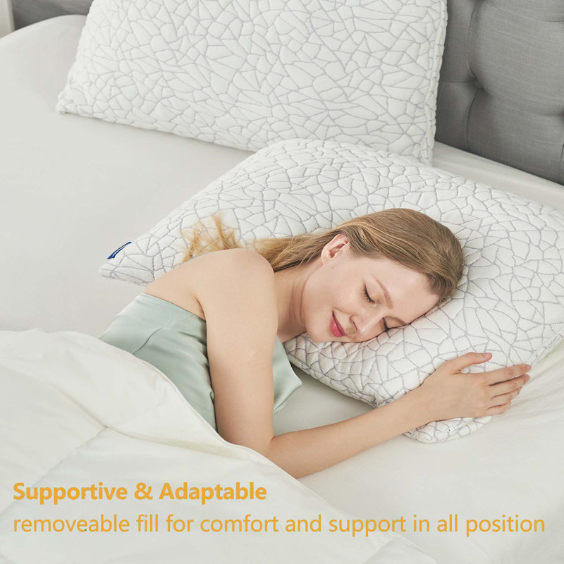 Shredded Memory Foam Cooling Soft Breathable Bed Pillow, Queen