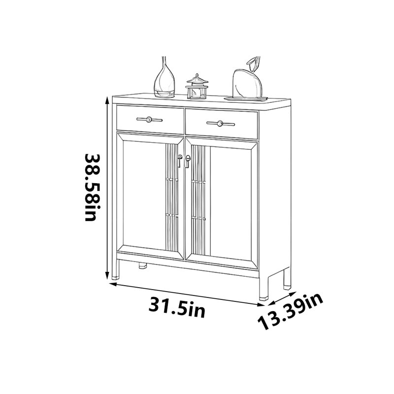 Classic and practical storage shoe cabinet, 38.58" H x 31.5" W x 13.39" D