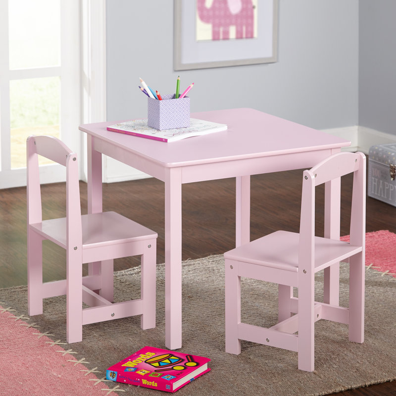 Ensemble de table carrée et de chaises pour enfants 3 pièces Starki, Rose