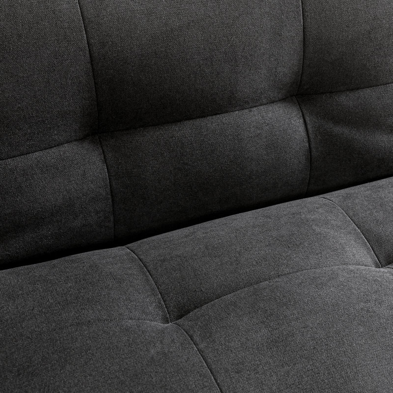 Pavithra 68'' Tufted Convertible Futon Small Sofa Bed, Black Polyester