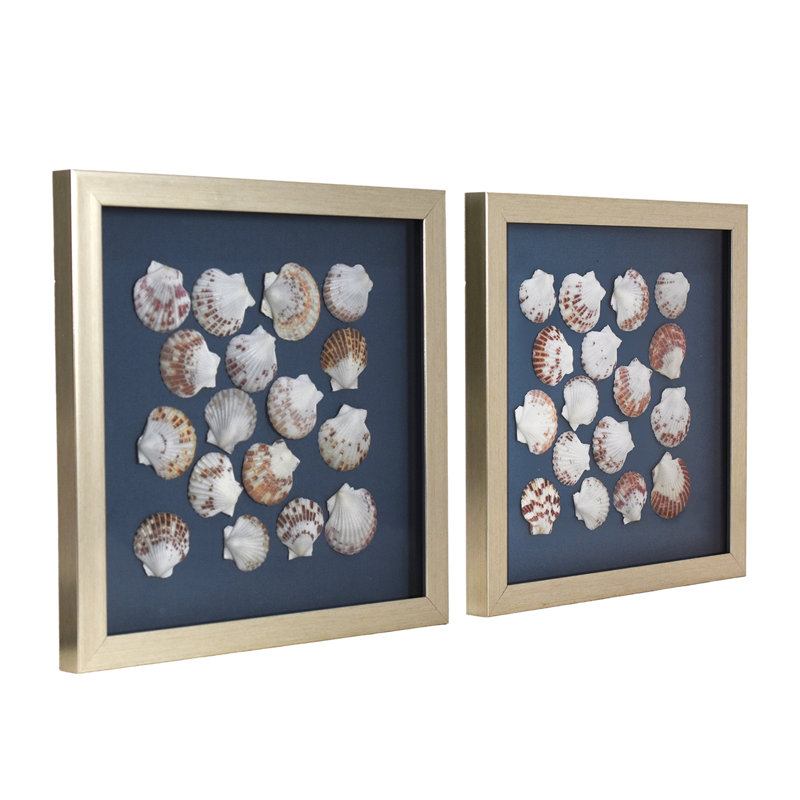 Ensemble de 2 panneaux muraux Khyzer, Naturel / coquille de pétoncle