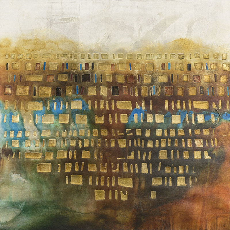 Desert Mosaic Painting by Jennifer Hollack Raboin, Stretched Canvas, 30" H x 30" W x 2" D