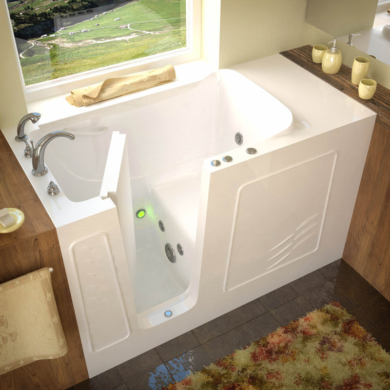 Tucson 60'' x 30'' Whirlpool Fiberglass Bathtub with Faucet, White, Left