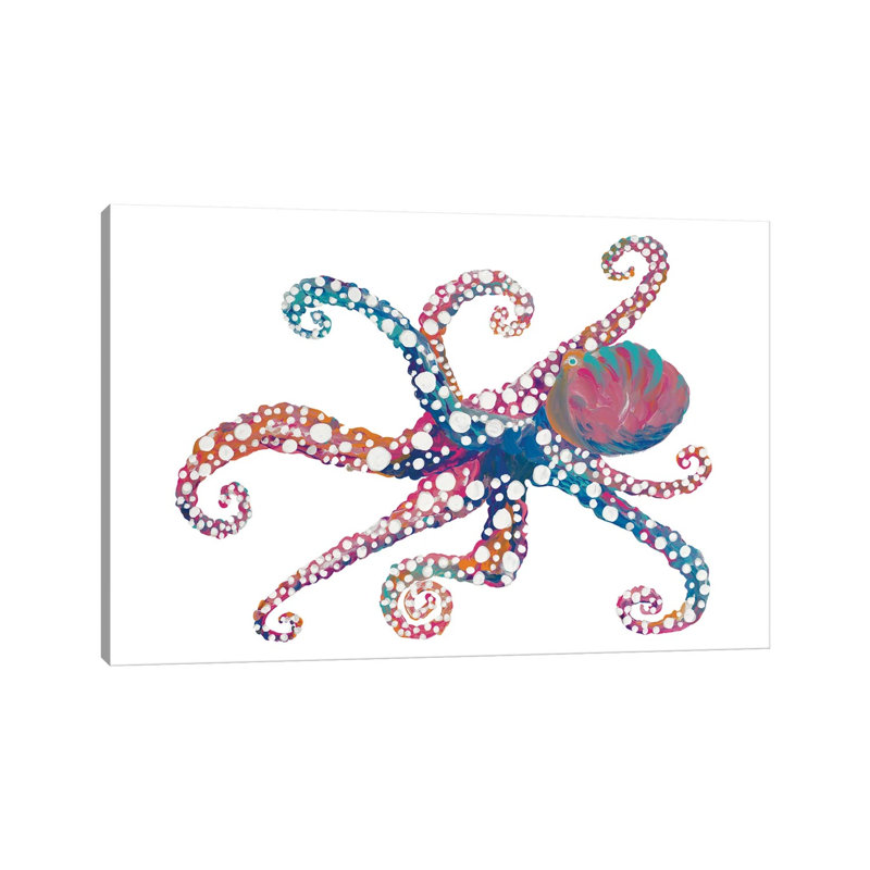 «D Dot Octopus II» par - Impression sur toile tendue, H 40 po x l 60 po x 1,5 po