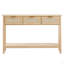 Console en rotin avec 3 tiroirs de rangement, table d'entrée en rotin avec porte coulissante en rotin naturel, table console pour salon, bureau, entrée ou mur de télévision