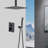 Matte Black Ceiling Shower Kit - Handheld And 12" Head Natural Rainfall Simulation Self-Cleaning Outlet Brass Made Item Mounted , & Spout Material-126353143