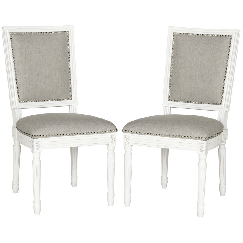 Moneta 19.8'' H Linen Upholstered Side Chair, Light Grey