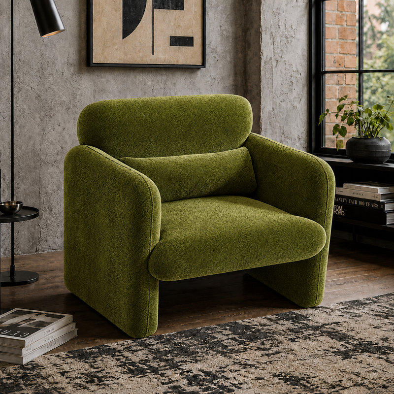 Canapé en velours de style moderne avec coussin de soutien pour le bureau, le salon et la chambre à coucher, Vert