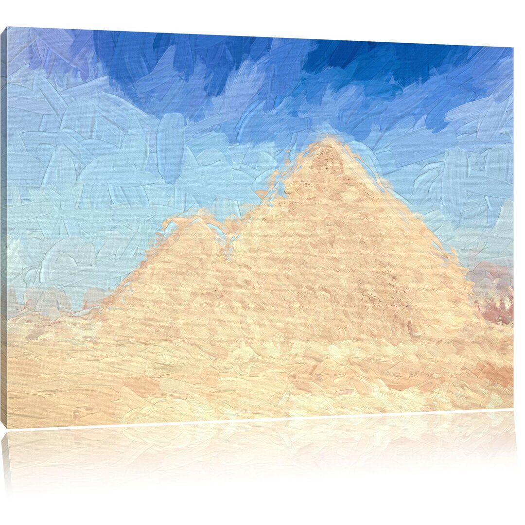 Leinwandbild Pyramiden von Gizeh in Ägypten in Hellblau/Beige