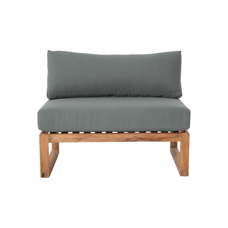 Fauteuil d'extérieur en teck Premer, Gris anthracite