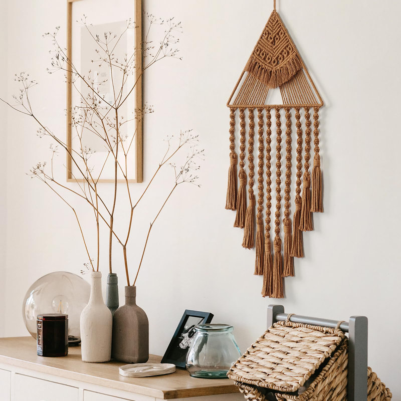 Handmade Wall Decor on Cotton, Brown