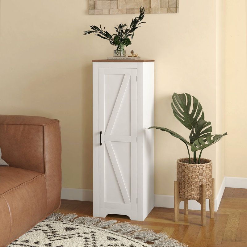 Armoire décorative de porte de grange, ferme, tablette réglable pour le salon - blanc