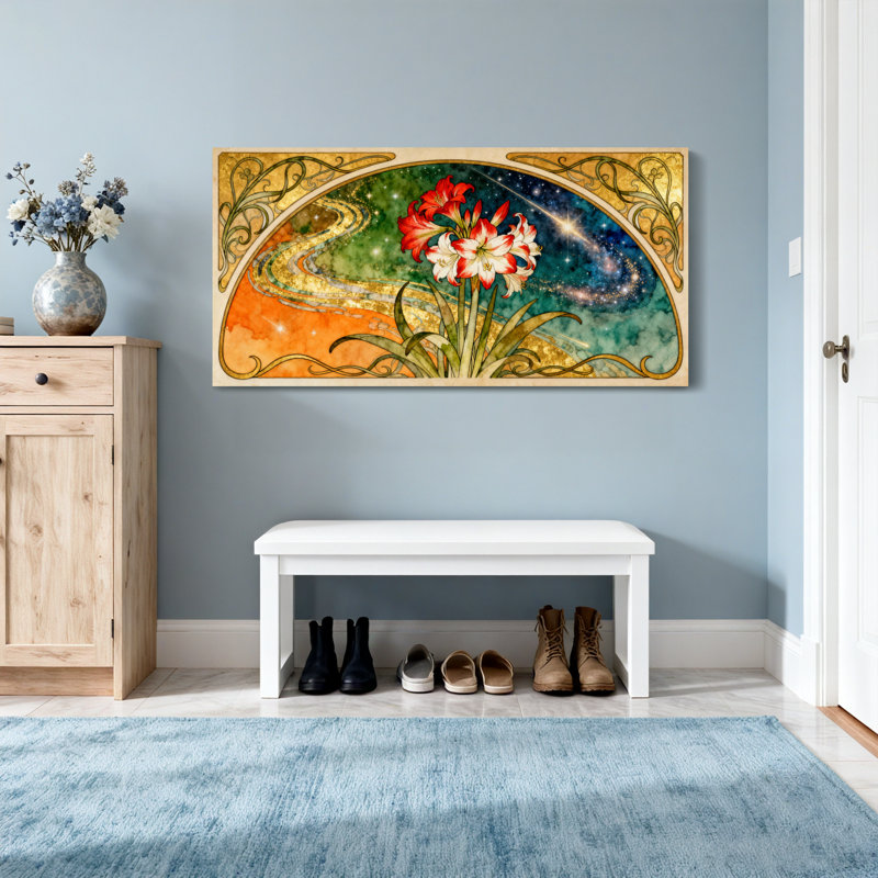 Imprimé à motif floral fantaisiste, H 16 po x l 32 po