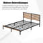 Base de lit grand format avec tête de lit en bois, lit plateforme en métal robuste avec rangement sous le lit, sommier anti-bruit avec lattes, aucun sommier requis, brun rustique et noir