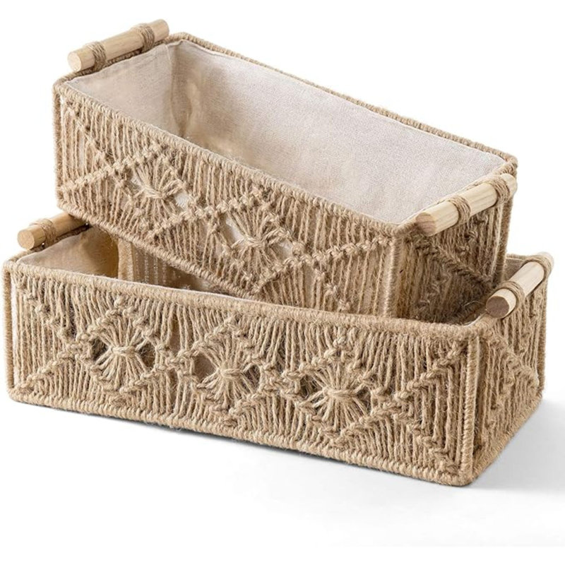 Ensemble de 2 paniers de rangement Macrame Boho Decor Box