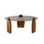 Table basse moderne, plateau 100% verre trempé, structure en bois de pin massif, 35,4 x 16,1 x 35,4 pouces | Finition élégante châtaignier et fumée | Parfait pour le salon, design élégant et durable, facile à nettoyer-680710174