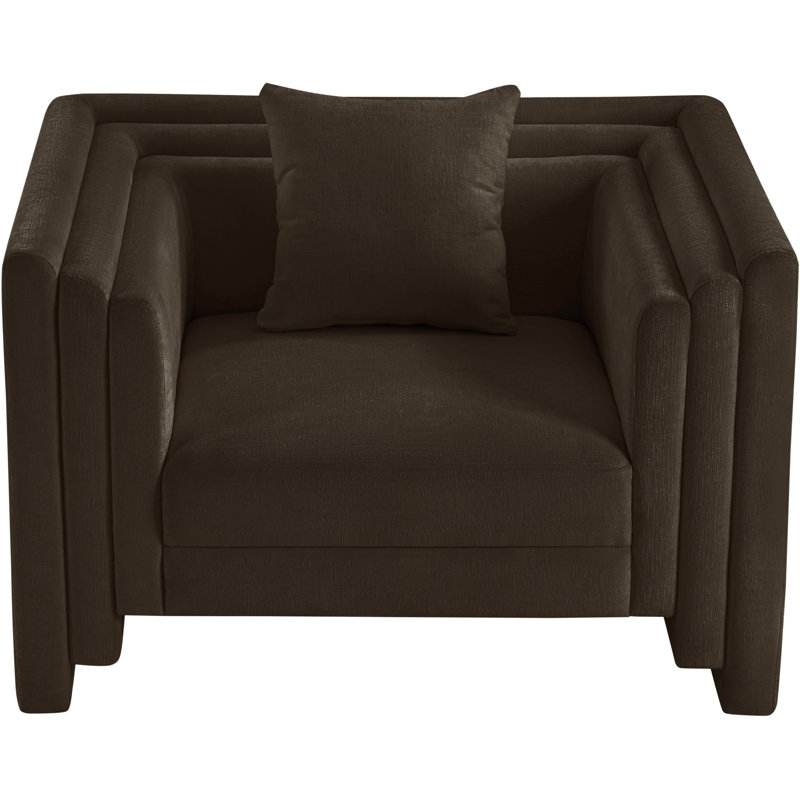 Everett Jalice Chenille Fabric Upholstered Chair, Brown Chenille Fabric