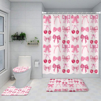 Ensemble de 4 rideaux de douche cerise