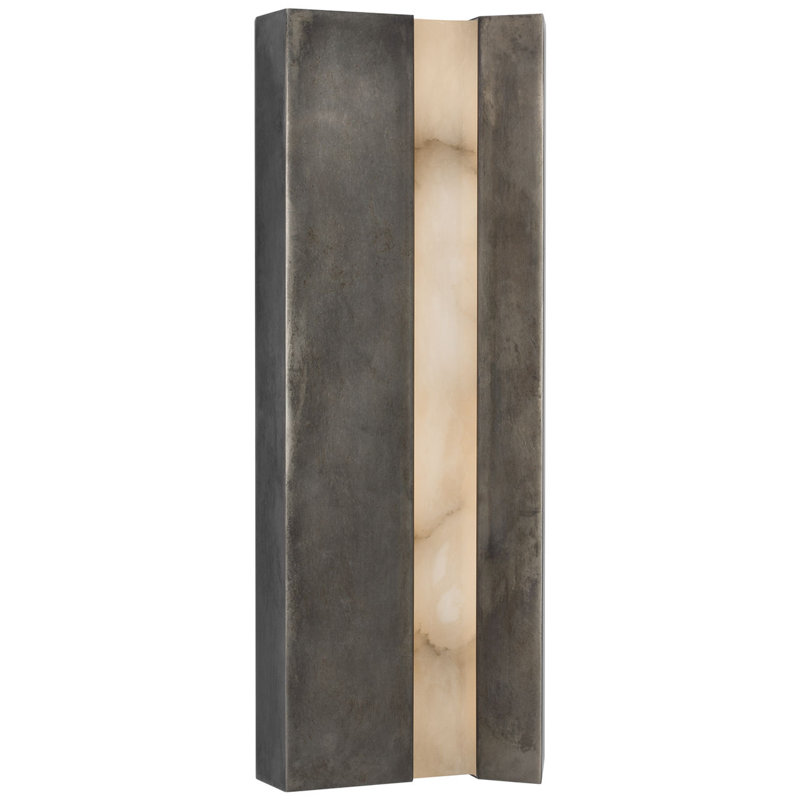 Anne-Marie Barton Austera 32" Sconce with Alabaster, Mottled Pewter, 20" H x 8" W x 3.25" D