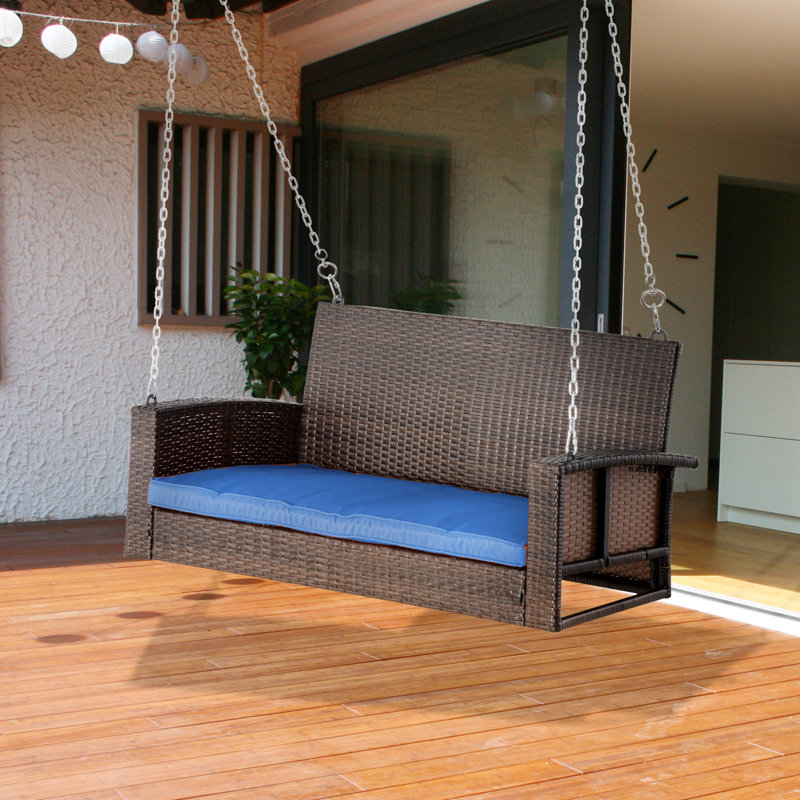 Banc de balançoire suspendu en osier pour 2 personnes Outsunny, Bleu