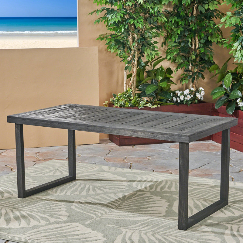 Table d'extérieur en bois 69 po avec sablage gris foncé