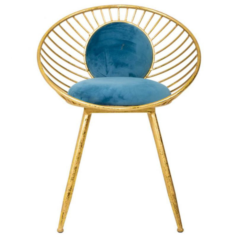 STOOL WITH GREEN CUSHION KD, Blue