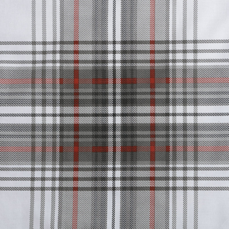 Cooper 100% Cotton Reversible Comforter Set, Twin Comforter + 1 Standard Sham, Gray Plaid