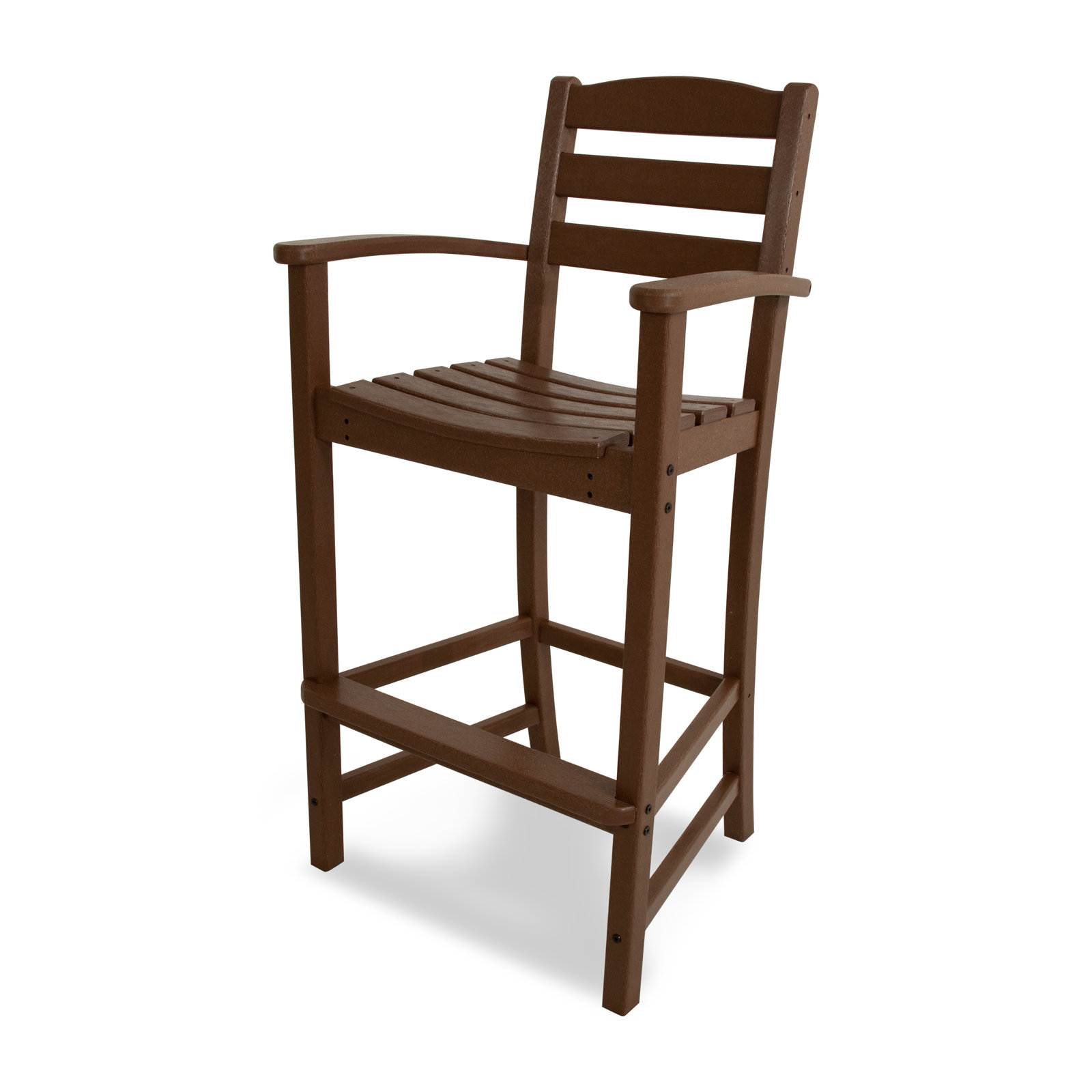 POLYWOOD La Casa Café Bar Arm Chair, Teak, Bar Stool (30.13" Seat Height)