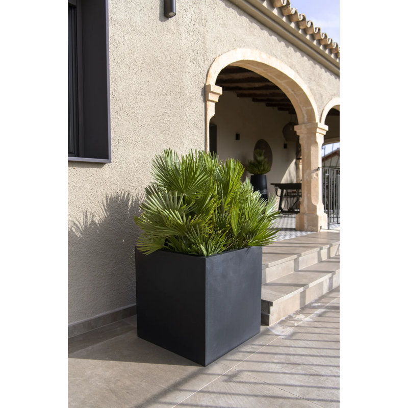 Palatino Handcrafted Outdoor Planter Box, 24" H x 27" W x 27" D, Black