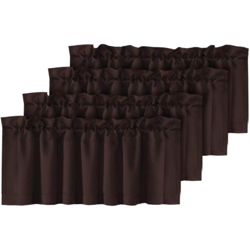 4 Panels Blackout Curtain Valances For Kitchen Windows/Bathroom/Living Room/Bedroom Privacy Decorative Rod Pocket Short Window Valance Curtains, 52" W X 18" L, Charcoal 