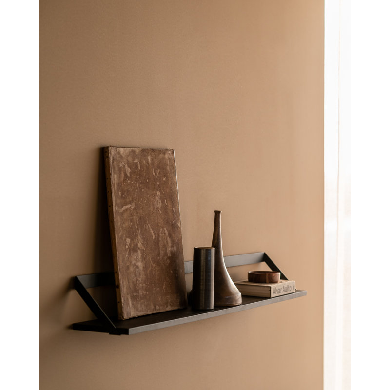 Ribbon Oak Solid Wood Bracket Shelf, Black