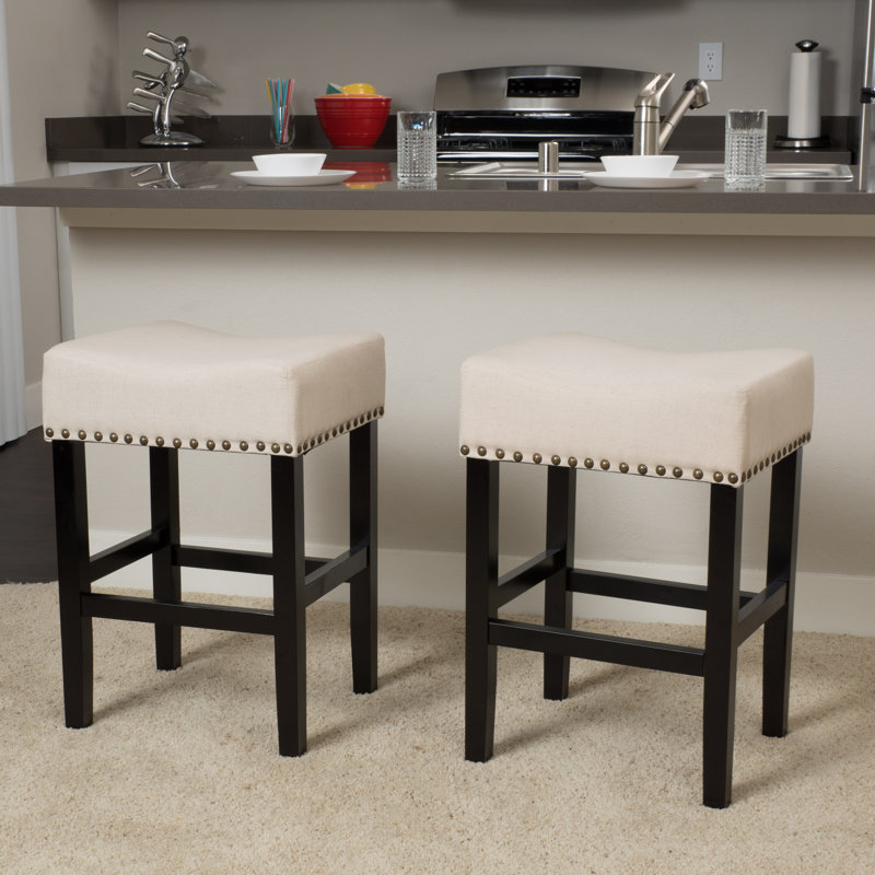 Williar Upholstered Counter Stool with Solid Wood Frame