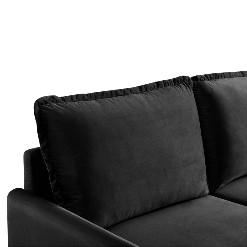 Causeuse de réception en tissu 68,5 po Marylene, Noir