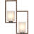 Paxton 2-Light Indoor Pecan & Black Square/Rectangle Chandelier with Frosted Glass Tapered Shades
