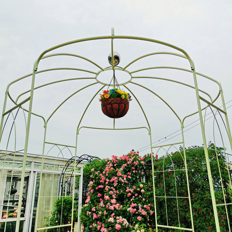Pavillon de jardin en métal, Crème / blanc