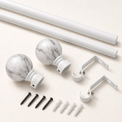 Adjustable Single Curtain Rod and Coordinating Finial Set