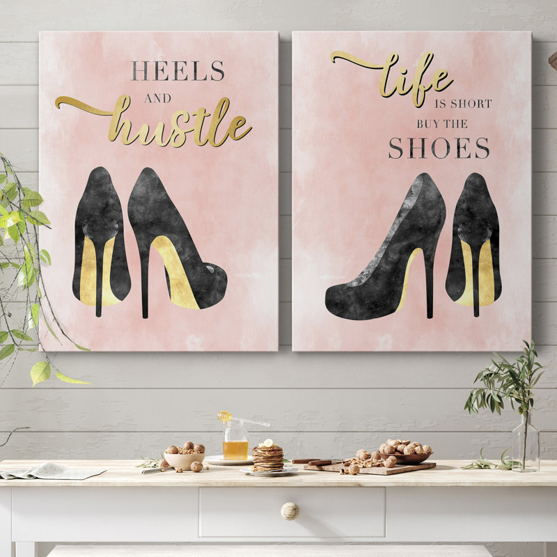 Heels And Hustle - 2 Piece Print, No Mat, 48" H x 36" W x 1" D, Wrapped Canvas