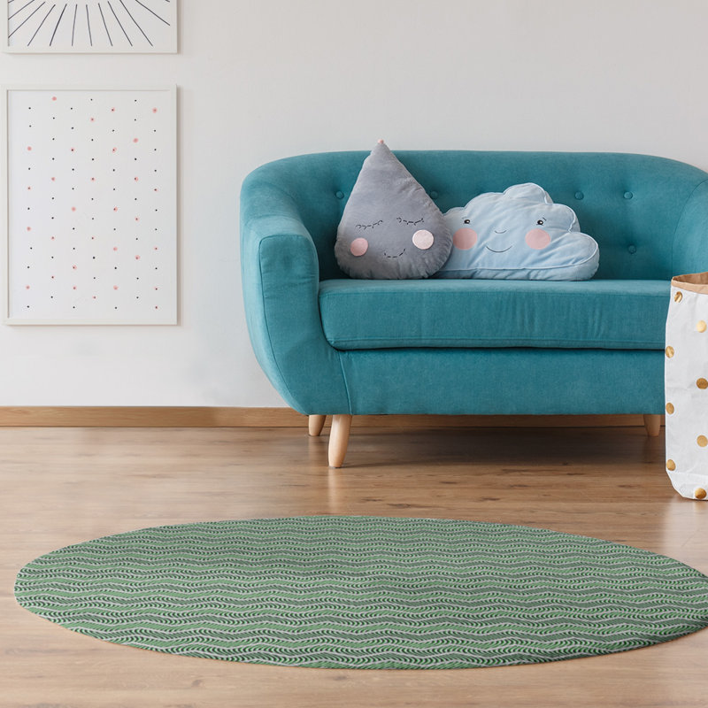Tapis de zone verte à chevrons ondulés, Rectangle 9 pi x 12 pi