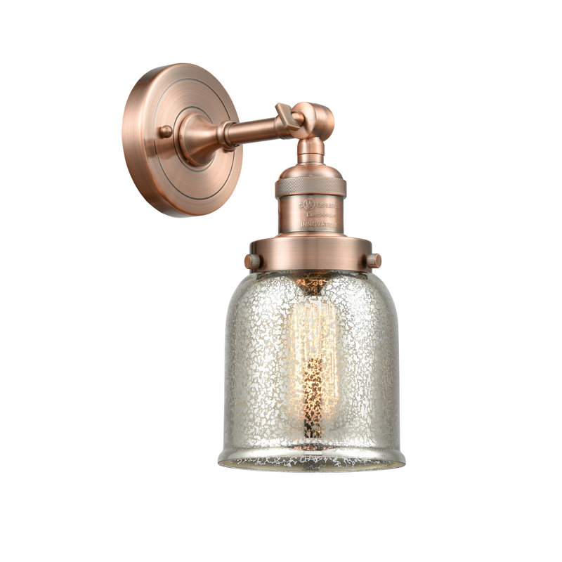 Applique murale 1 lumière 8 po Bell, Ampoule à DEL rétro de 6 watts, Argent mercuré, Cuivre antique