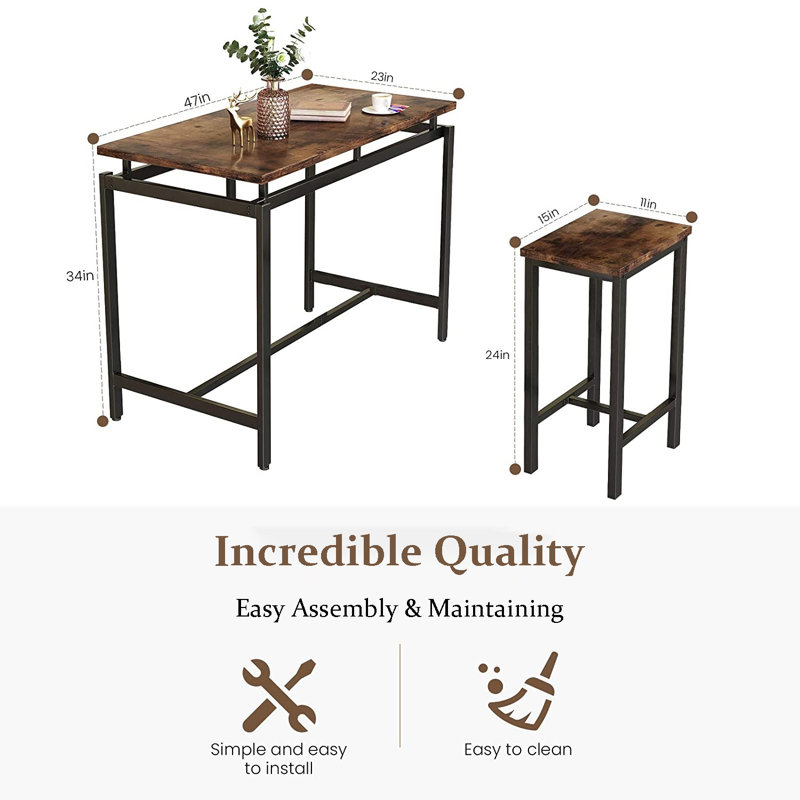 Bremer 4 - Person Four Leg Dining Set, Black, Distressed Brown