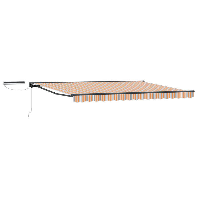 VidaXL 250cm W x 200cm D Polyester Cover Retractable Patio Awning, 165cm H x 400cm W x 350cm D, Striped, Blue/Orange