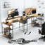Bureau d'ordinateur avec bureau en coin réversible en forme de L, support pour écran, prises de courant et lumières DEL-1137139859