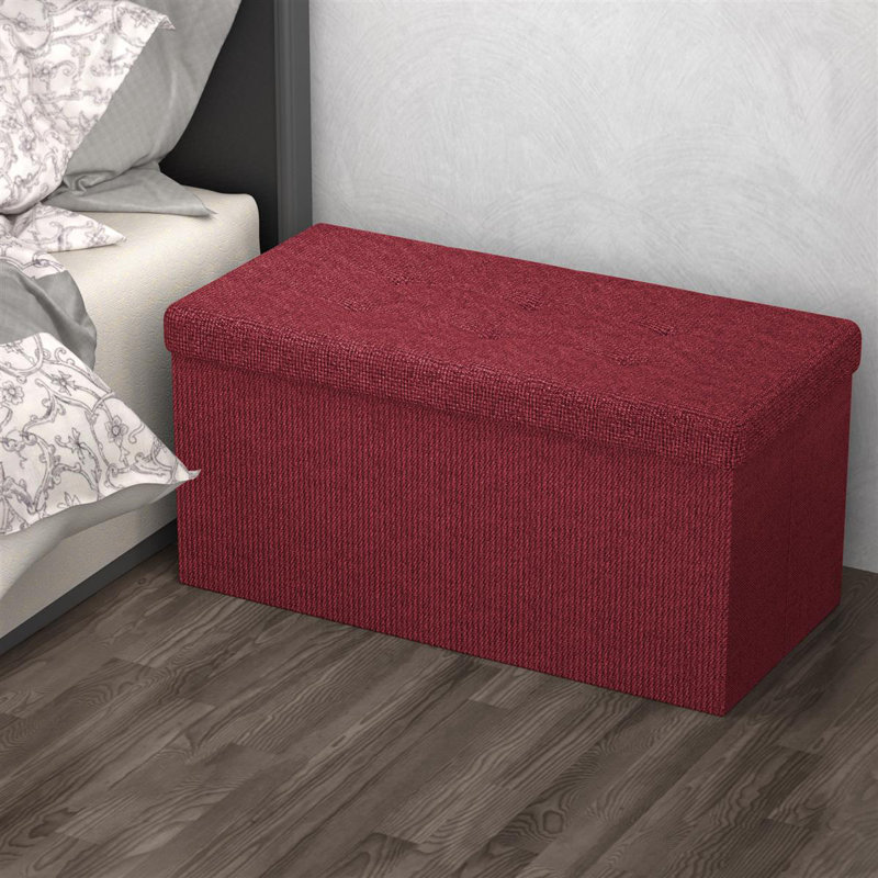Espedito 78cm Wide Rectangle Solid Colour Ottoman with Storage, Wine Red