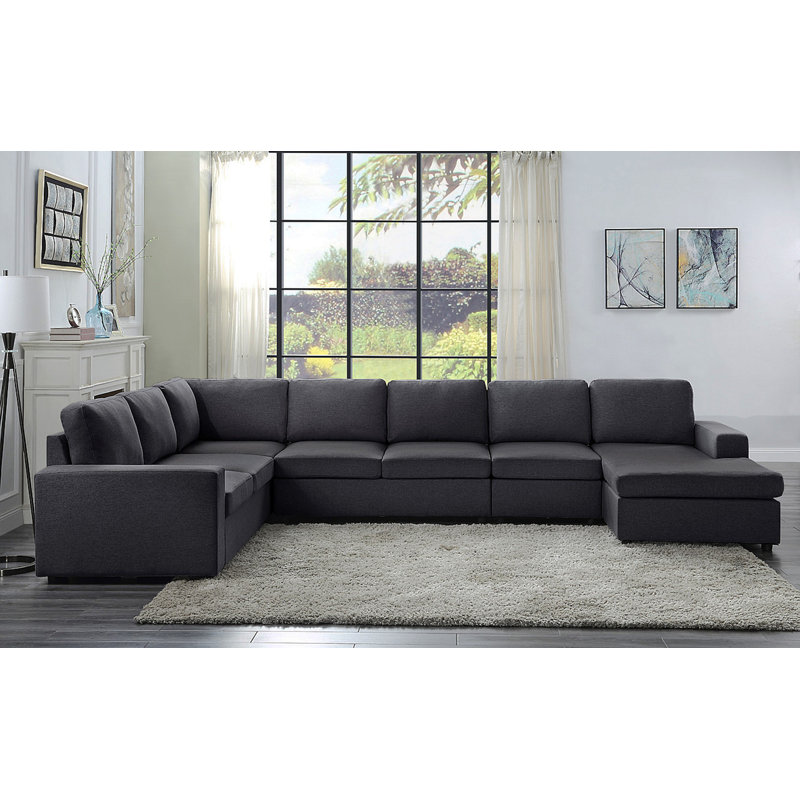 Canapé modulaire avec méridienne réversible 146,5 po Hayden, Gris foncé