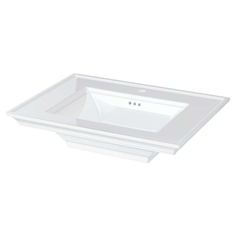 Lavabo de salle de bain rectangulaire en céramique avec trop-plein Town Square S, Blanc, Simple