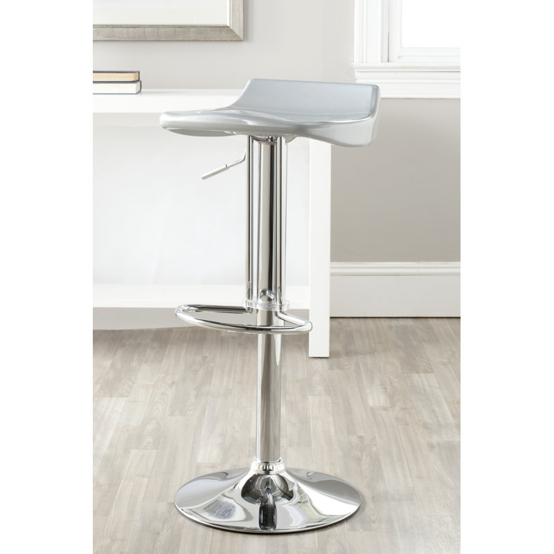 Arub Swivel Adjustable Height Counter Stool with Metal Frame, Silver